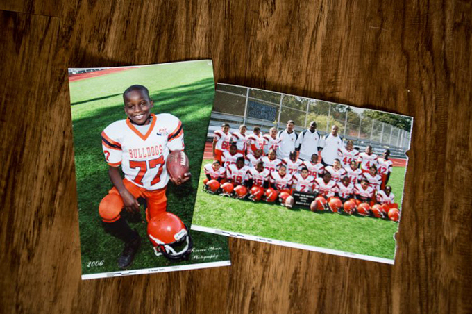 Pictures of DJ Brown as a young football player in New York before he moved with his family to Raleigh, N.C. Photo: Ben McKeown