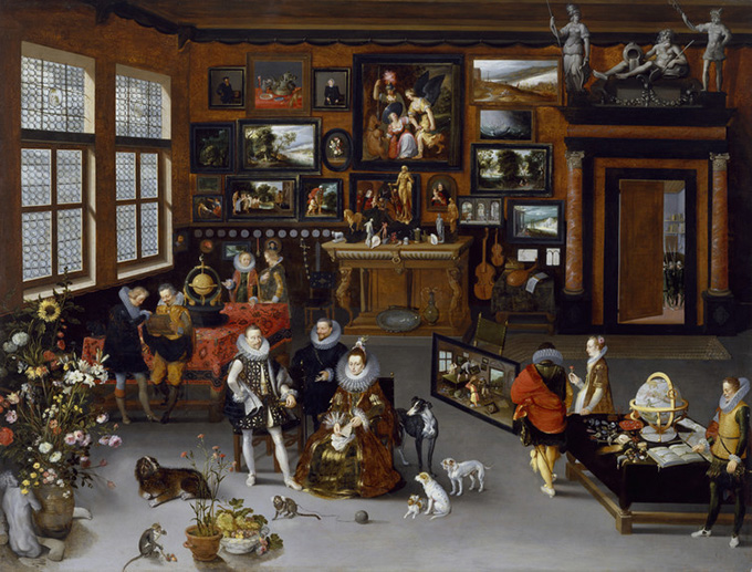  A version of Drebbel’s automaton sits on the table by the window in this scene of a collection. Hieronymous Francken II and Brueghel the Elder 