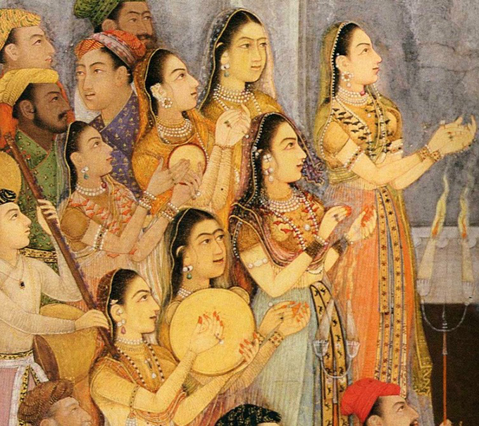  Female musicians at the wedding of Mughal emperor Aurangzeb, 1636. CC BY-SA 