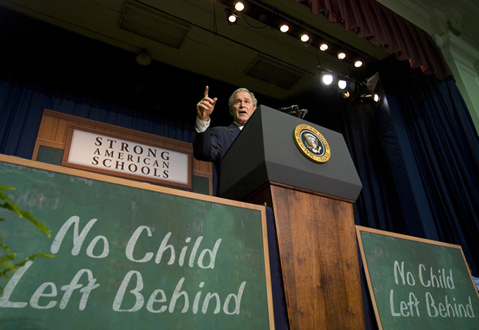  President George W. Bush passed one of the most well-known reauthorizations of ESEA in 2001, with No Child Left Behind. AP Photo/J. Scott Applewhite 